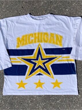 Vtg 90s Michigan Wolverines AOP 3/4 Sleeve - Boxy Fit - 2026 National Champions